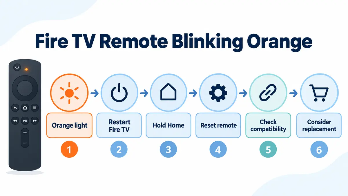 Fire TV remote blinking orange troubleshooting flowchart