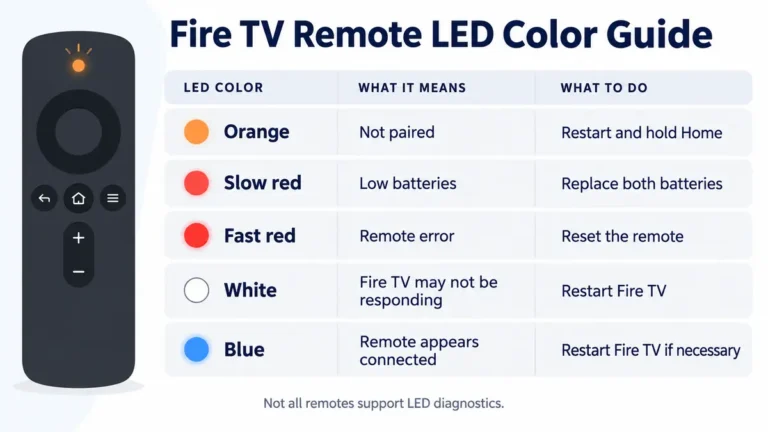Fire TV remote LED colors and their likely meanings