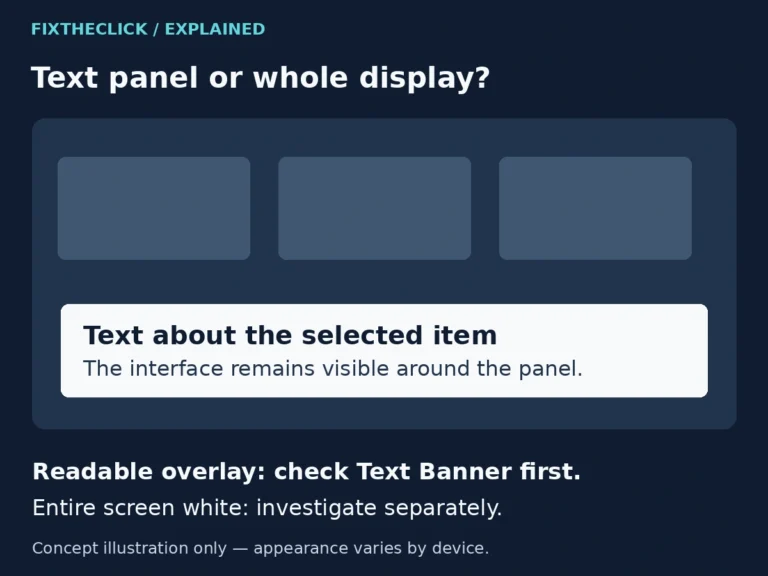 Conceptual illustration of a white Text Banner panel over a visible Fire TV interface