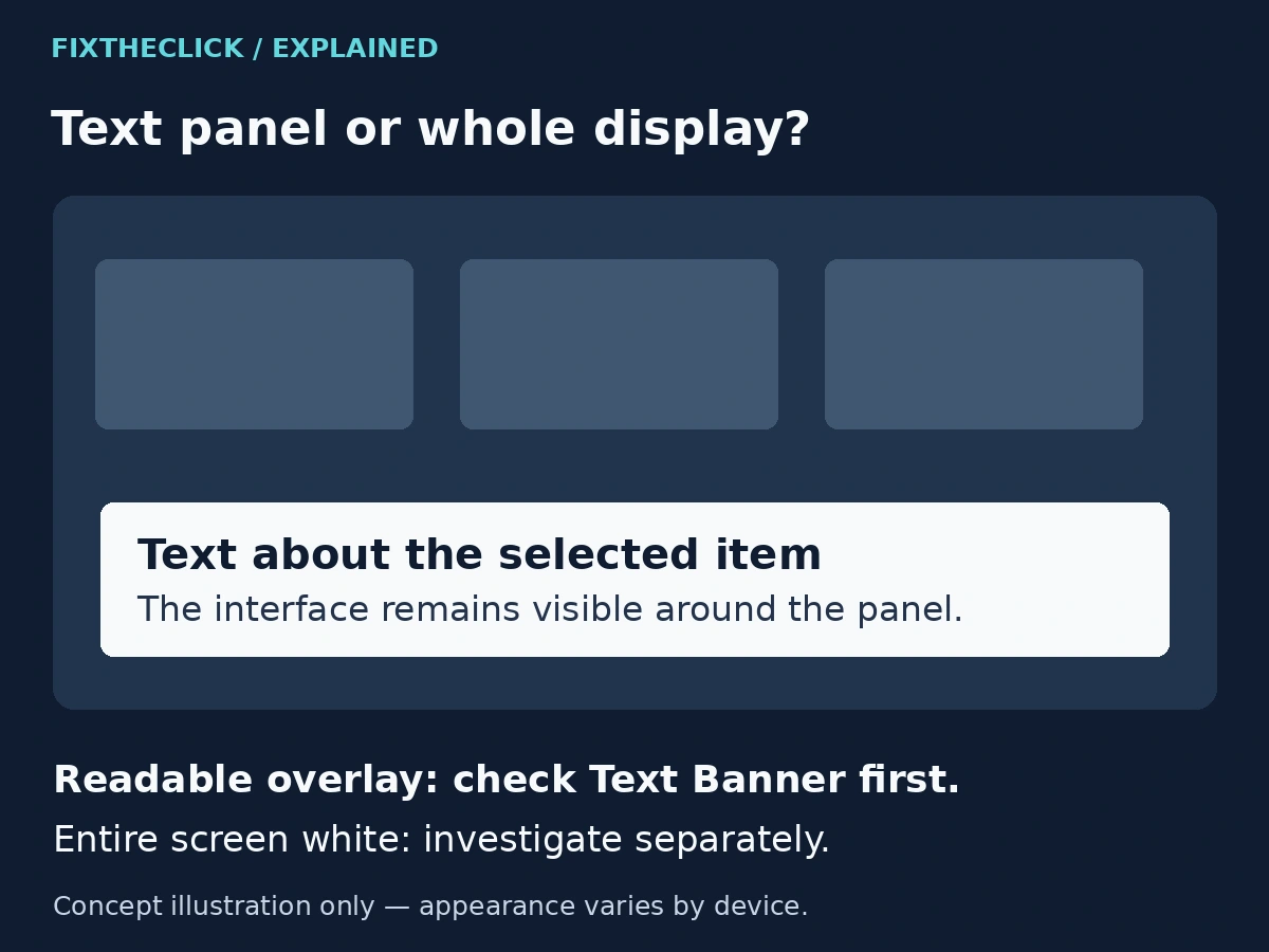 Conceptual illustration of a white Text Banner panel over a visible Fire TV interface